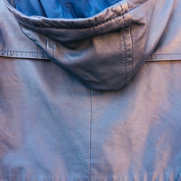🔥SOLD🔥 Leather Blue Cropped Hoodie Jacket - Picture 10 of 14